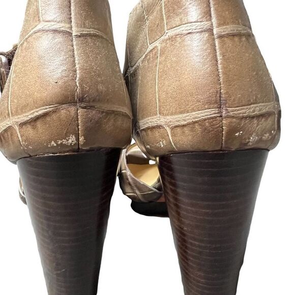 Coach Maze Embossed Croc Peep Toe Platform Heels - Picture 9 of 13